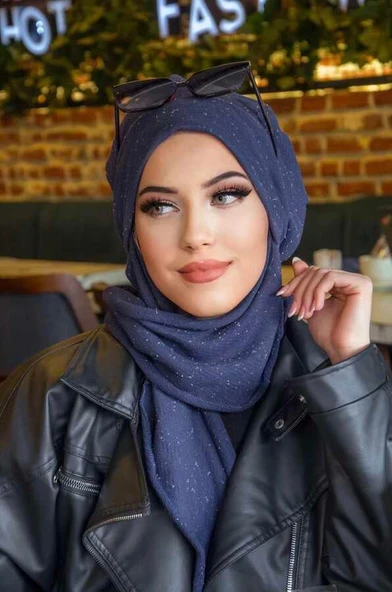 Lacivert Karyağdı Atkılı Tesettür Bere ürün görseli
