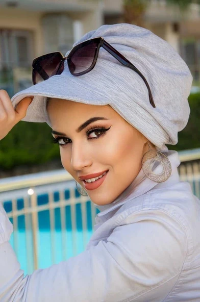 Spor Gri Tesettür Şapka Bone ürün görseli