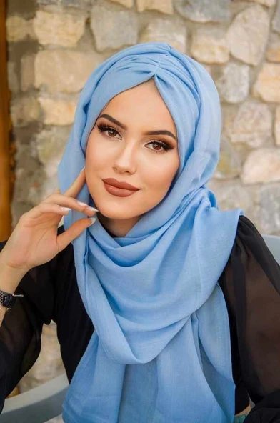 Bebe Mavi Büzgülü Hazır Şal - Resim 4