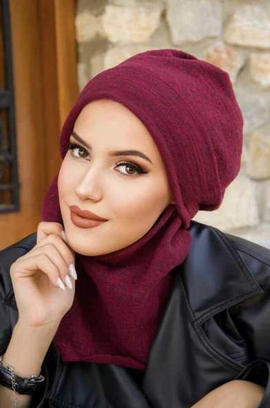 Bordo Desen Maskeli Bere - Resim 2