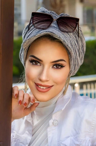 Kot Desen Tesettür Şapka Bone - Resim 3