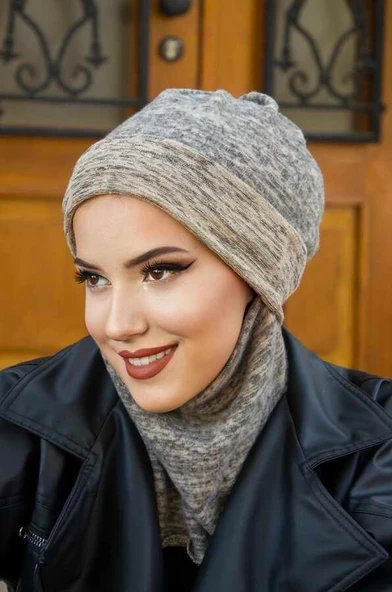 Bej Desen Maskeli Bere - Resim 2