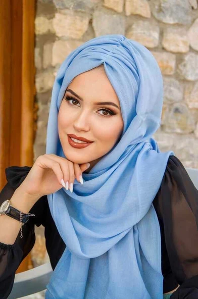 Bebe Mavi Büzgülü Hazır Şal ürün görseli