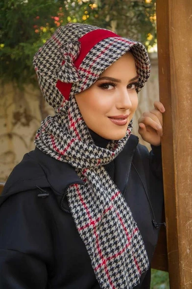 Kazayağı Fiyonk Aksesuarlı Tesettür Şapka - Resim 3