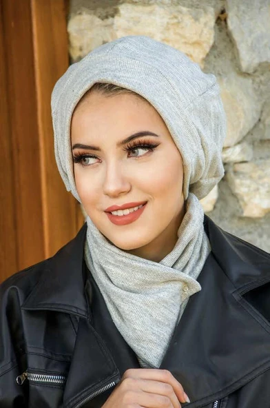 Gri Tesettür Bere Ve Etol Takım ürün görseli