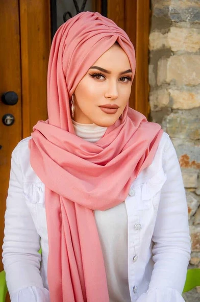 Gülpembe Büzgülü Hazır Şal - Resim 3