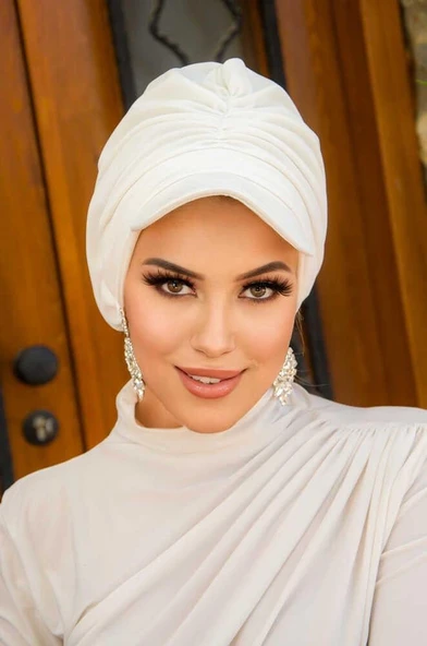 Kırık Beyaz Bantlı Şapka Bone - Resim 3