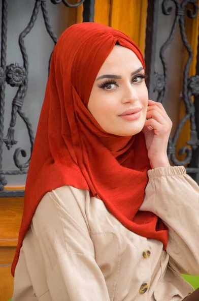 Taba Büzgülü Hazır Şal Eşarp - Resim 3