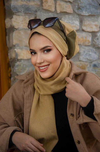 Dore Haki Garnili Tesettür Bere ürün görseli