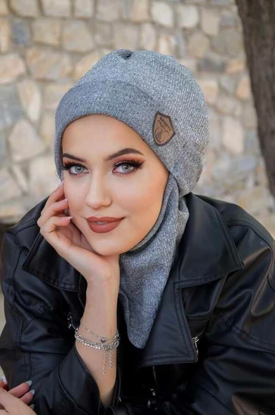 Gri Melanj Armalı Maskeli Bere ürün görseli