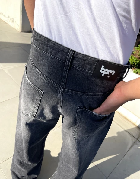 Premium Distressed Splash Baggy Kot Pantolon - 4