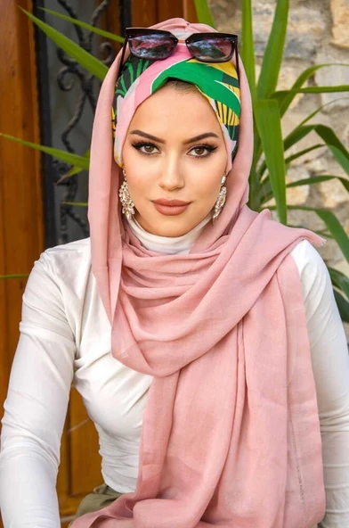 Pudra Desenli Bone Hazır Şal - Resim 3