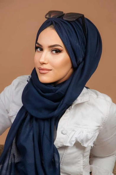 Lacivert  Büzgülü Hazır Şal ürün görseli