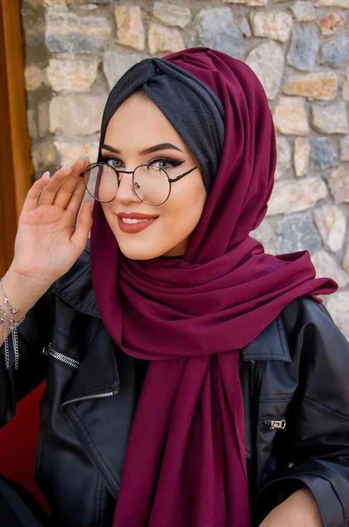 Füme Bordo Burgu Hazır Şal - Resim 2