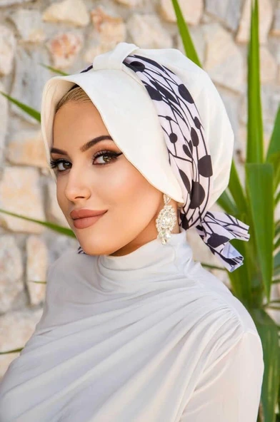 Kırık Beyaz Puan Bantlı Şapka Bone - Resim 3