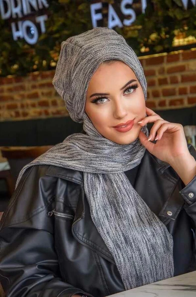 Kot Lacivert Desen Tesettür Bere - Resim 2