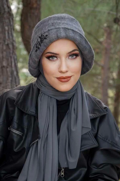 Füme Nakış Desen Bucket Şapka - Resim 3