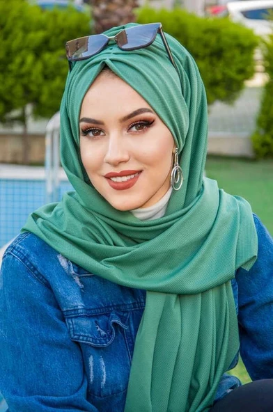 Yeşil Büzgülü Hazır Şal - 3