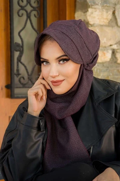 Bordo Kırçıl Desen Tesettür Şapka - 1