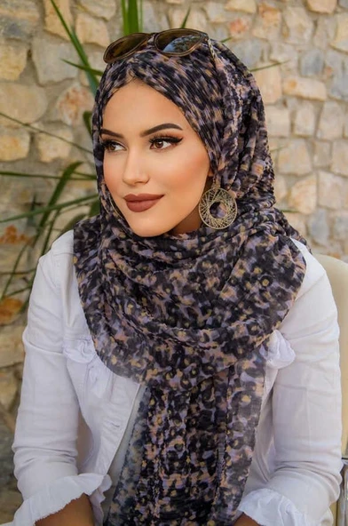 Siyah Batik Desen Piliseli Hazır Şal - 3