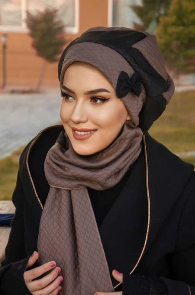 Vizon Siyah Fiyonklu Kapitone Tesettür Bere ürün görseli