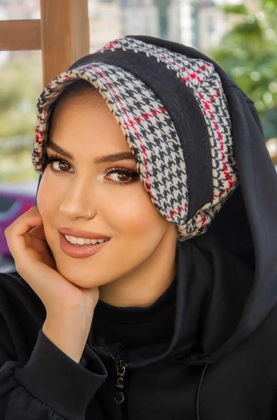 Siyah Garnili Şapka Bone - Resim 3