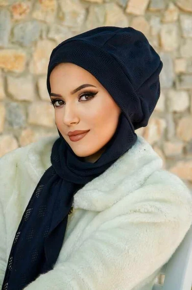 Lacivert Triko Desen Tesettür Bere ürün görseli