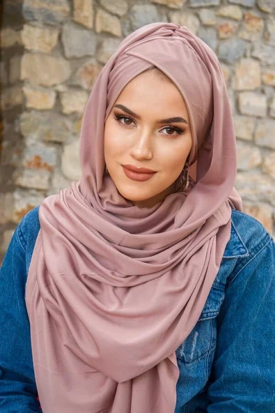 Pudra Çapraz Bantlı Hazır Şal ürün görseli