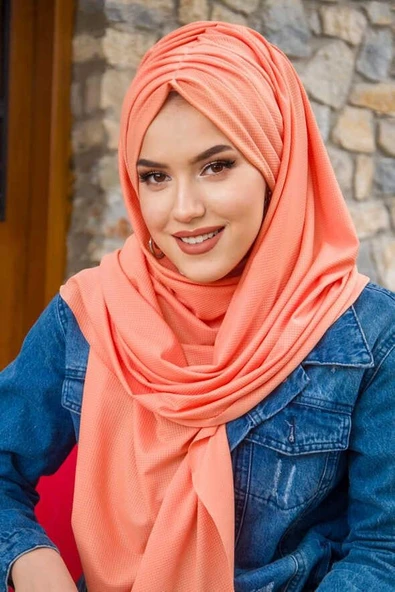 Turuncu Büzgülü Hazır Şal ürün görseli