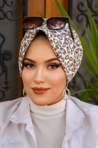 Camel Leopar Fularsız Şapka Bone - Resim 2