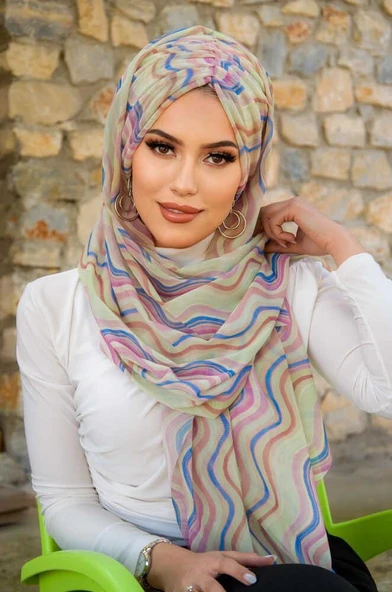 Soft Tonlamalı Geometrik Desen Hazır Şal ürün görseli