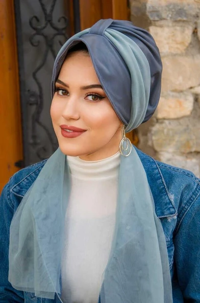 Füme Soft Fularlı Şapka Bone - 3