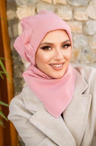 Pudra Fiyonklu Tesettür Bere Ve Etol Takım - Resim 2