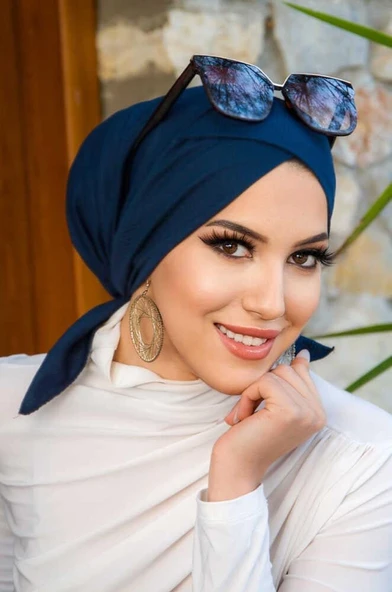 Lacivert Çapraz Deniz - Havuz Bonesi - 1