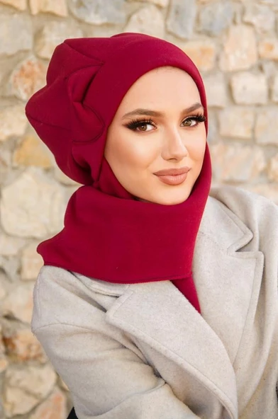 Bordo Fiyonklu Tesettür Bere ürün görseli