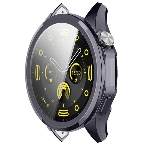 Sneezy Huawei Watch Gt4 46mm Tpu Yumuşak Silikon Kasa Ve Ekran Koruyucu  Füme - Resim 2