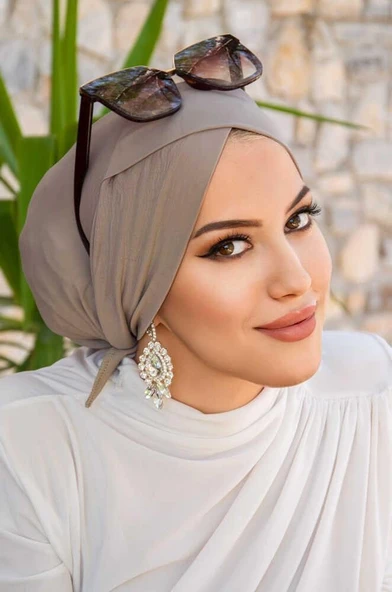 Taş Rengi Çapraz Bone / Deniz - Havuz Bonesi ürün görseli