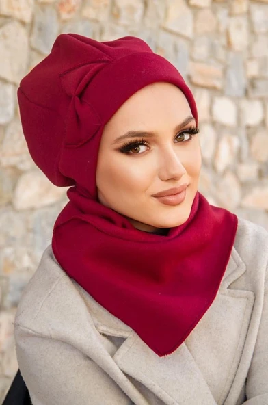Bordo Fiyonklu Tesettür Bere Ve Etol Takım ürün görseli