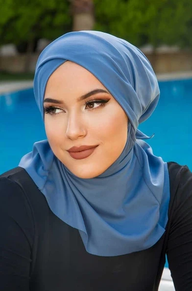 İndigo Çapraz Bantlı Havuz ve Deniz Bonesi - Resim 2