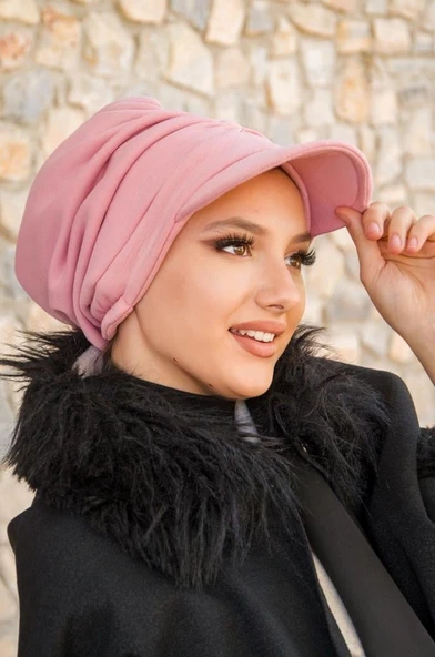 Pudra Kışlık Tesettür Şapka - Resim 3