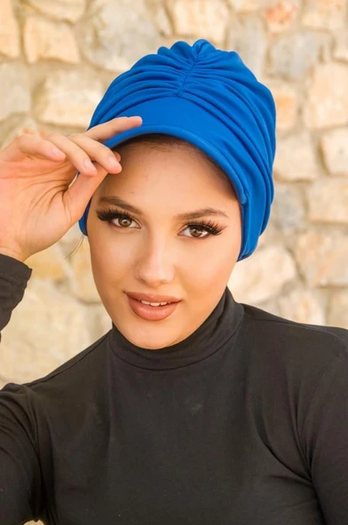 Saks Mavi Tesettür Şapka - Resim 2