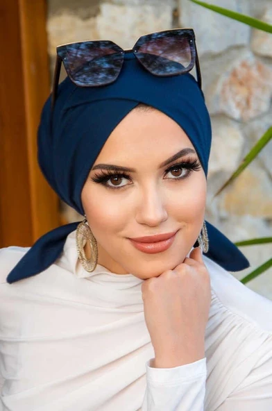 Lacivert Çapraz Deniz - Havuz Bonesi - 2