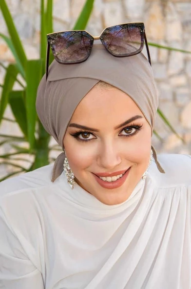 Taş Rengi Çapraz Bone / Deniz - Havuz Bonesi - Resim 2