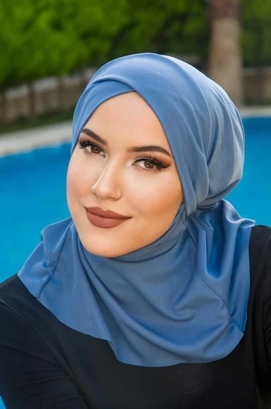 İndigo Çapraz Bantlı Havuz ve Deniz Bonesi - Resim 3