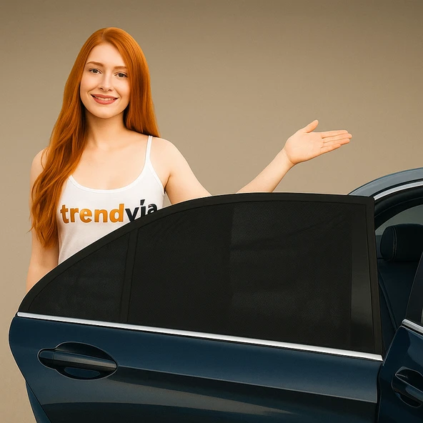 2'Li Oto Cam Güneşlik Sineklik  Araç Yan Cam Perdesi  Çocuk ve Bebek Koruyucu Güneşten Koruma Örtüsü - 2