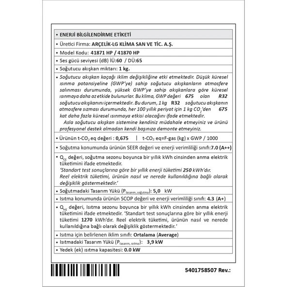 Beko 41870 Hp 18000 Btu A++ Duvar Tipi Klima - 4