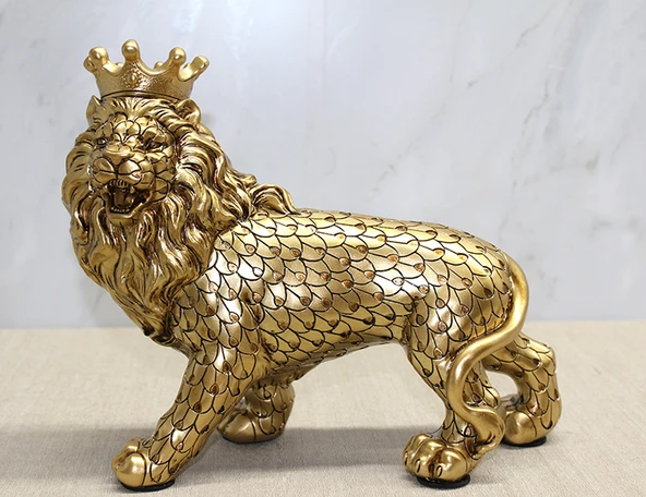 Polyester Dekoratif Taçlı Aslan Figürü Alk2576 - 5