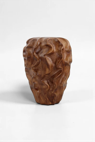 Serenité Ahşap Dalgalı Sarmaşık Desenli Seramik Vazo (18x25.5 cm) ürün görseli 1