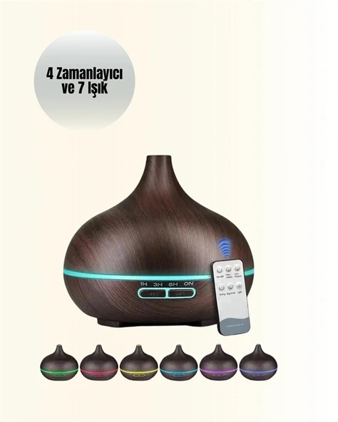 Sessiz Çalışan Aromaterapi Difüzörü – 4 Zaman Ayarlı, 7 Renkli Işık Seçeneği - Resim 5