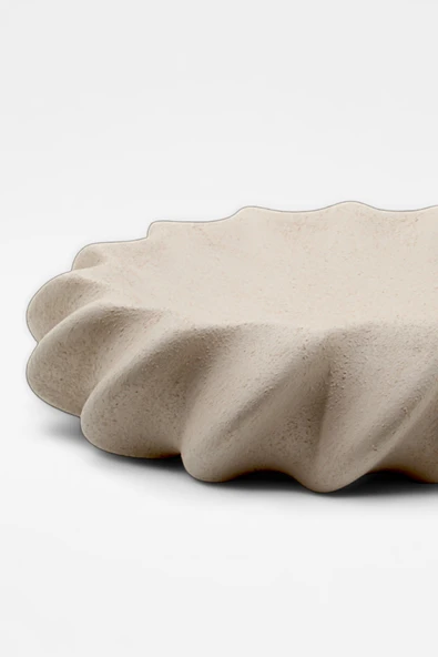 Fjora Bej Dokulu Bohem Seramik Obje Tabak (23x7 cm) - Resim 3